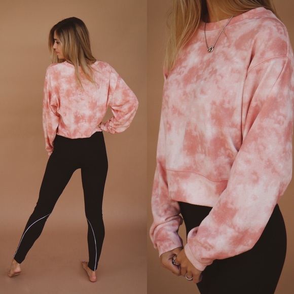 pink tie dye crew neck - Picture 2 of 2